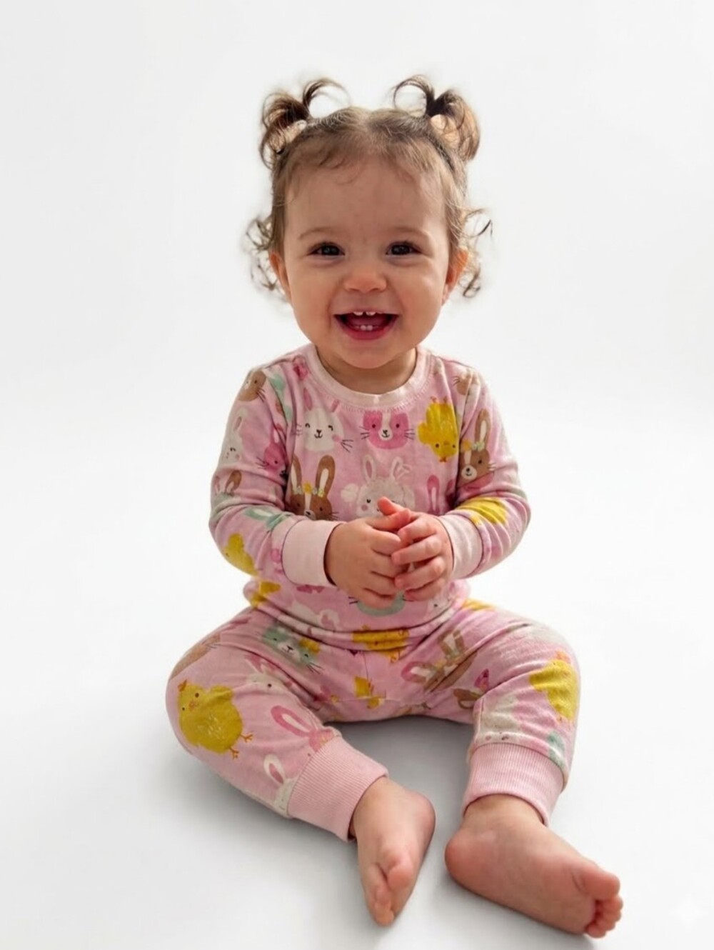 Little Sleepies Pink Easter Bunny Chick Bamboo Pajama Set Size 12-18 Months